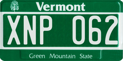 VT license plate XNP062