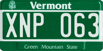 VT license plate XNP063