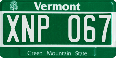 VT license plate XNP067