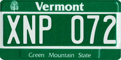 VT license plate XNP072