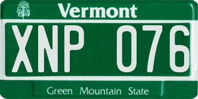VT license plate XNP076