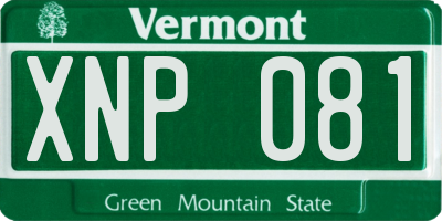 VT license plate XNP081