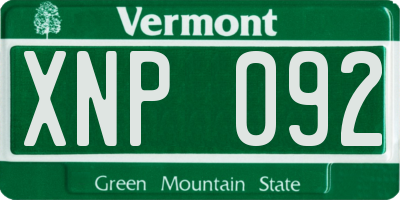 VT license plate XNP092
