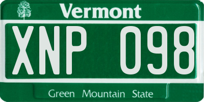 VT license plate XNP098