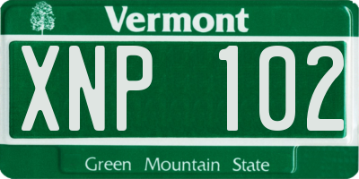 VT license plate XNP102