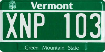 VT license plate XNP103