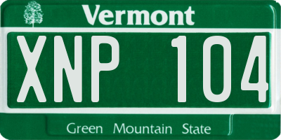 VT license plate XNP104