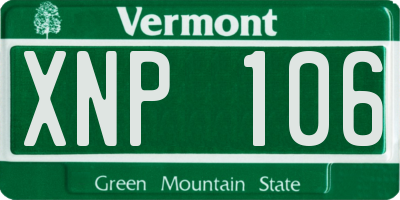 VT license plate XNP106