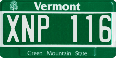 VT license plate XNP116