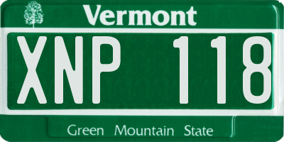 VT license plate XNP118