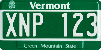 VT license plate XNP123