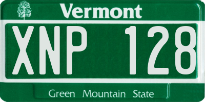 VT license plate XNP128