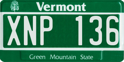 VT license plate XNP136
