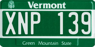VT license plate XNP139
