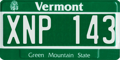 VT license plate XNP143