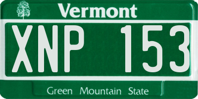 VT license plate XNP153