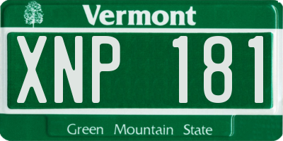 VT license plate XNP181