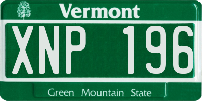 VT license plate XNP196