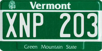 VT license plate XNP203