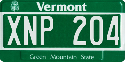 VT license plate XNP204