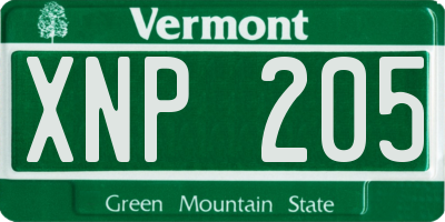 VT license plate XNP205