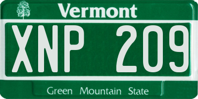 VT license plate XNP209
