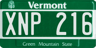 VT license plate XNP216