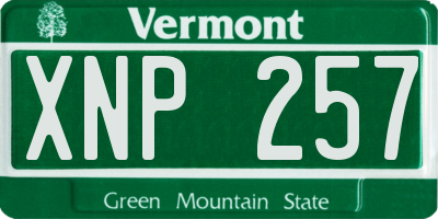 VT license plate XNP257