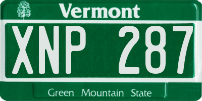 VT license plate XNP287