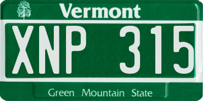VT license plate XNP315