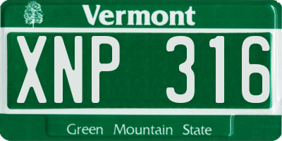VT license plate XNP316