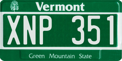 VT license plate XNP351