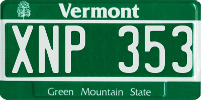 VT license plate XNP353