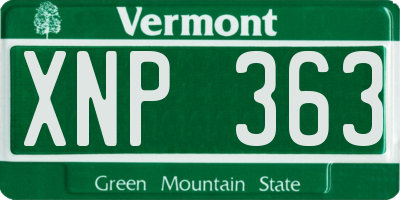 VT license plate XNP363