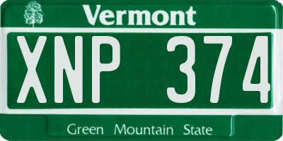 VT license plate XNP374