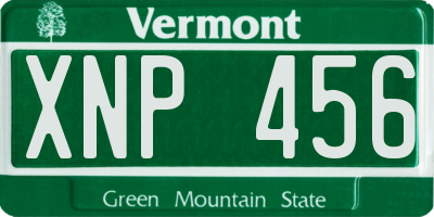 VT license plate XNP456