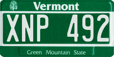 VT license plate XNP492