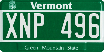 VT license plate XNP496