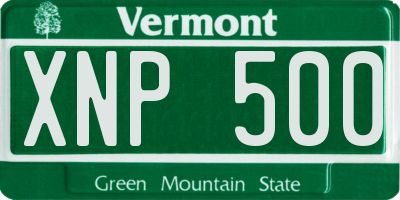 VT license plate XNP500