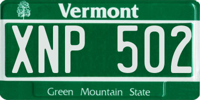 VT license plate XNP502