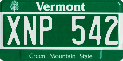 VT license plate XNP542