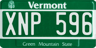 VT license plate XNP596