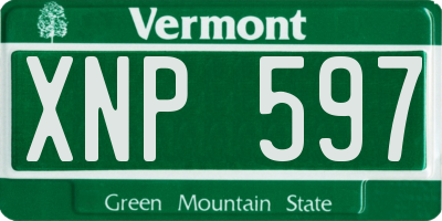 VT license plate XNP597