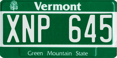 VT license plate XNP645