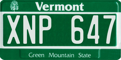 VT license plate XNP647