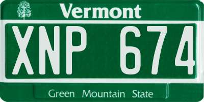 VT license plate XNP674