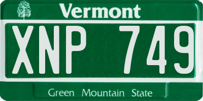 VT license plate XNP749