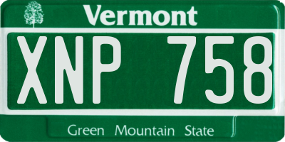 VT license plate XNP758