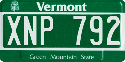 VT license plate XNP792
