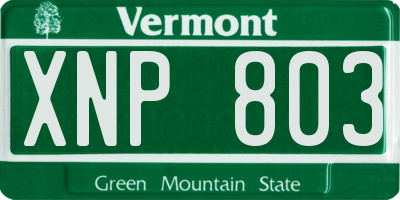 VT license plate XNP803